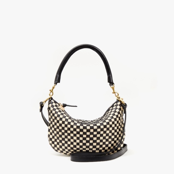 Clare V. Petit Moyen in Black/Cream Woven Checker - Picture 1 of 16
